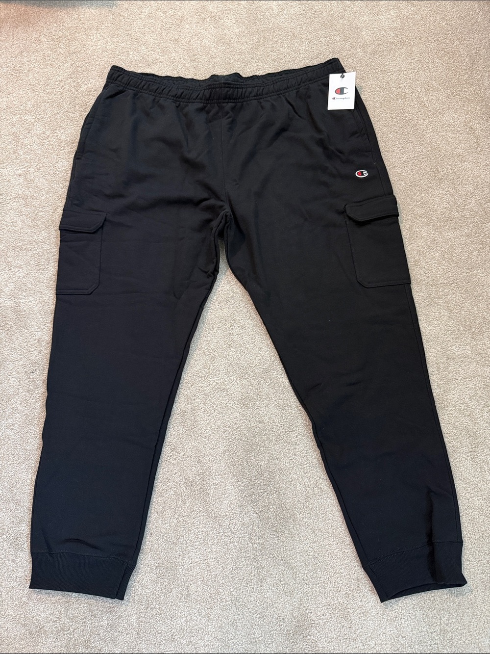 NWT Men’s Champion Black Cargo Joggers with Logo Size 3X